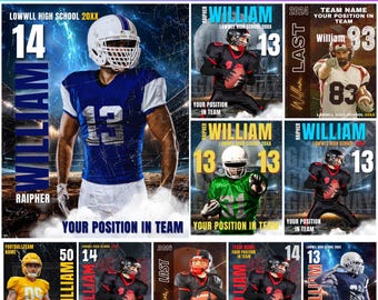 10 Football Poster Canva Editable Template, Football Game day Design, Sports Photography Templates, Senior Night Banners, Sports Poster File