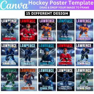 Ice Hockey Poster Canva Editable Template, Hockey Poster Photography Templates, Hockey Poster Senior Night Banners, Hockey Poster Template