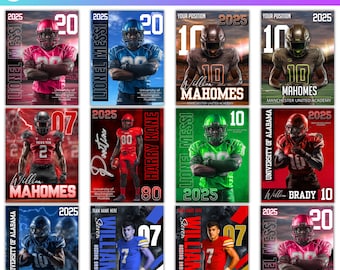 10 Football Poster Canva Editable Template, Football Senior Night Banners, Senior Sports Background & Digital Backdrop, Digital Download