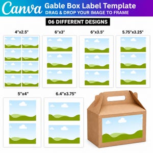 Gable Box Label Template Bundle, Canva Editable Gable Box Front Label Designs, Drag and Drop Gable Box Label, Party Favors DIY Template