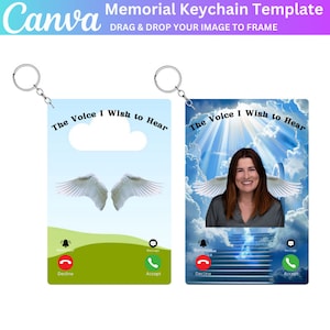 Plantilla editable de Canva de llavero conmemorativo, llavero de foto personalizado, llavero conmemorativo, llavero en memoria amorosa, regalo conmemorativo