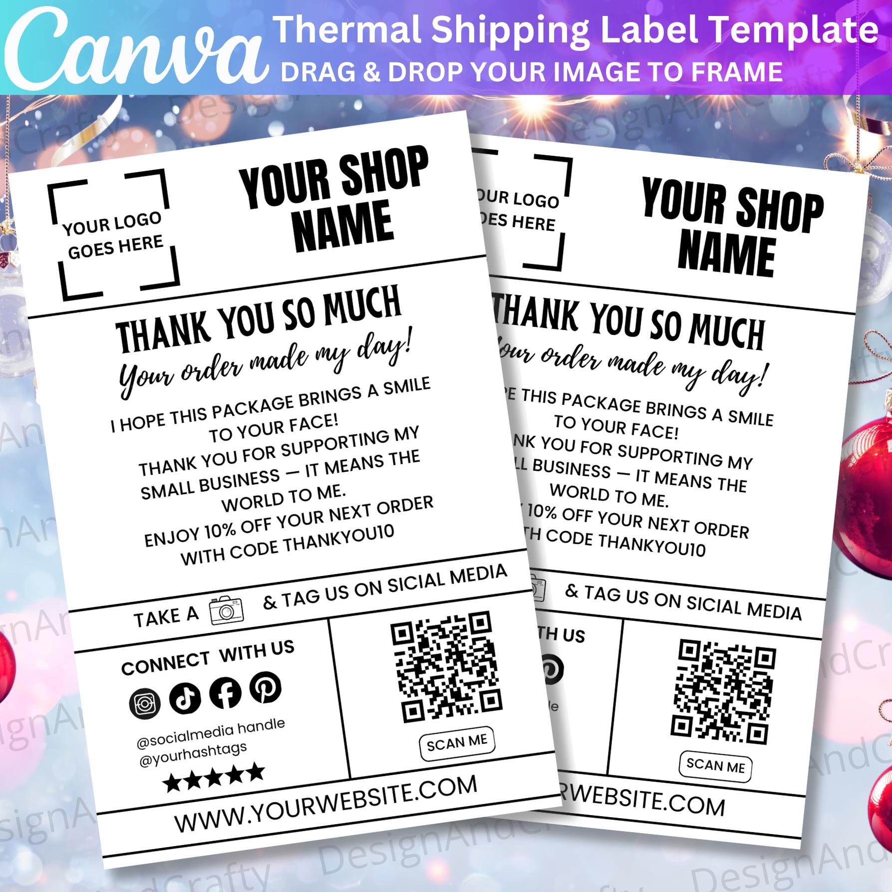 Canva Editable Thermal Label Template, Thank You for Your Order Labels ...