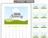 2026 Canva Editable Photo Calendar Template, 2026 Custom Calendar, Monthly Canva Calendar, Custom Family Photo Calendar Digital Download