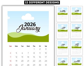 2026 Canva Editable Photo Calendar Template, 2026 Custom Calendar, Monthly Canva Calendar, Custom Family Photo Calendar Digital Download