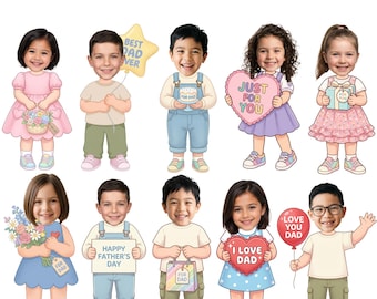 Paquete de 25 actividades para el Día del Padre: Añade una cara, manualidad divertida para papás, regalo para niños en edad preescolar, manualidad imprimible y decoración para tablón de anuncios.