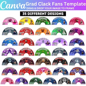 35 Graduation Clack Fan Canva Editable Template Bundle, 2025 Clack Fan Templates, Grad 2025 Clack Hand Fan Grad Clack Fan Sublimation Design