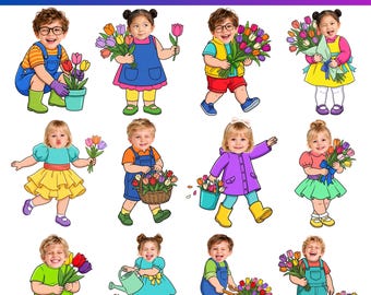 20 Tulip Kids Add Face Printable, Spring Classroom Craft, Tulip Photo Cut & Paste Kids Activity, Flower Bulletin Board Decor for Teachers