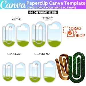 Plantilla editable de clip gigante de Canva, sublimación de clip gigante, plantilla de marcapáginas de clip, marco imprimible de Canva, descarga digital