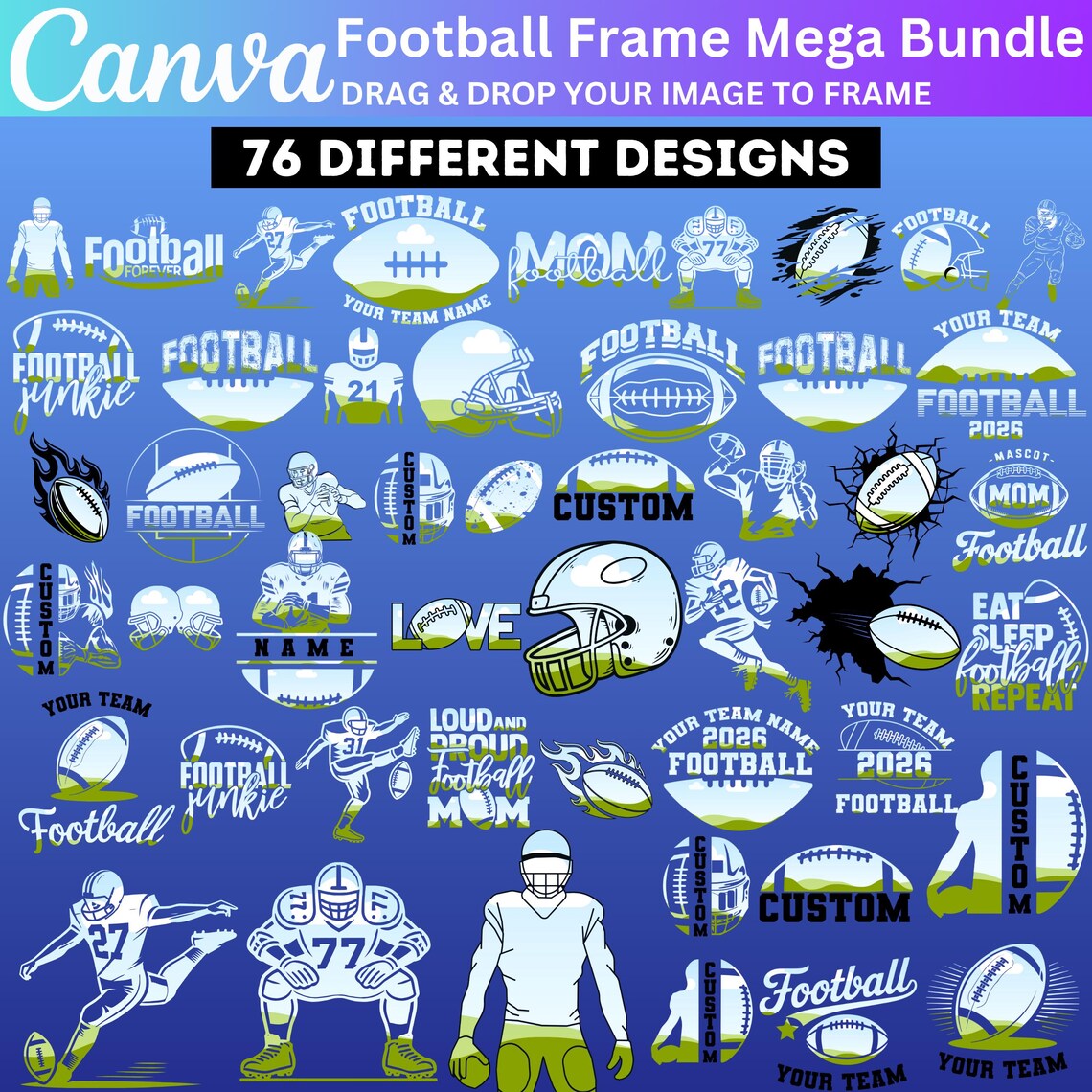 70+ Football Frames Canva Template Mega Bundle, Football Season ...