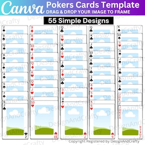 Poker Card Canva Editable Template, Card Sublimation Designs, Play Card Canva Template, Editable Trading Card, Blank Playing Cards Templates