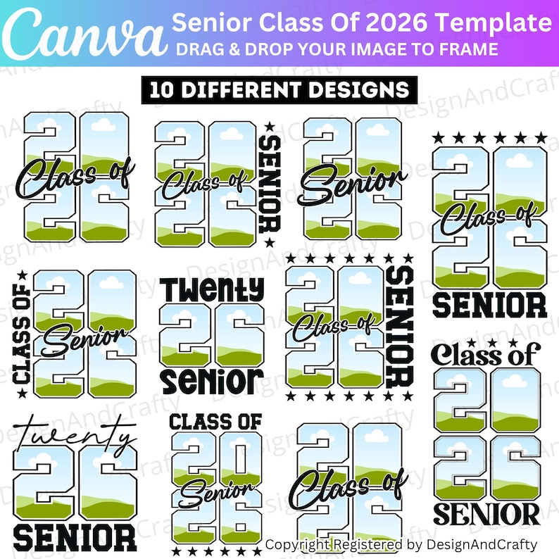 10 Senior Class of 2026 Canva Template, Editable Senior Frame 2026 ...