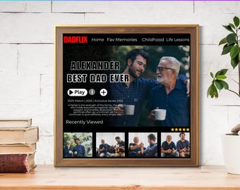 Dadflix Father day Canva Template 8 X 8 Inch, Happy Father’s Day Template, Dadflix Movie Photo Collage, Gift For Grandpa, Father's Day Gift