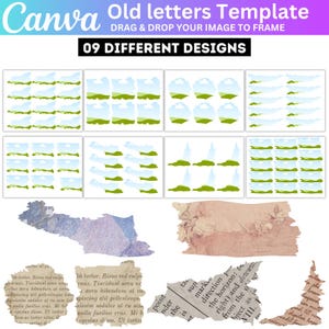 Old Letters Junk Journal Canva Editable Template Bundle, Junk Journal Kit Craft Papers, Journal Old Letter Frame, Digital Papered Journal