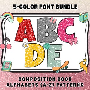 Back to School Letters PNG Bundle, Composition Notebook Alphabets Set, Retro School Alphabet PNG, Teacher Preppy Alphabets PNG, Digital File