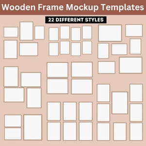 22 Wooden Frame Mockup Template, Canva Editable Gallery Wall Frame Art Print Bundle, Wall Art Poster Frames Mockups, Digital Download