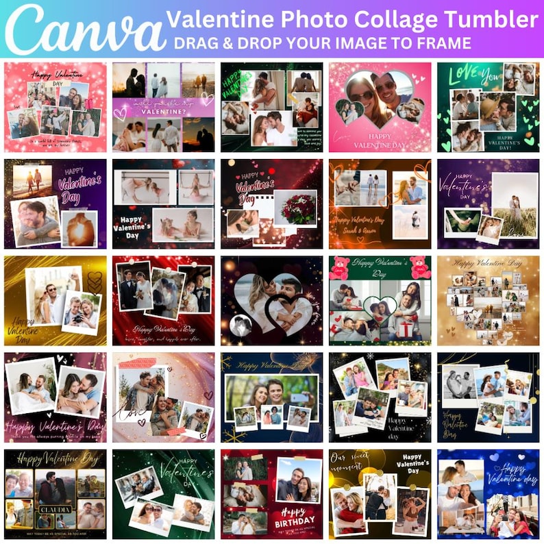 75 Valentine's Day 20 Oz Tumbler Bundle, Add Your Own Photo Love ...