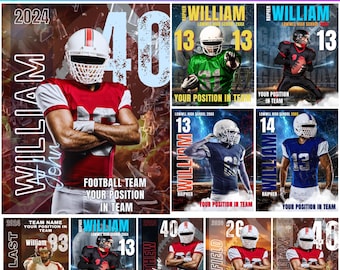 Football Poster Canva Editable Template, Sports Background & Digital Backdrop, Sports Photography Templates, Senior Night Banners, Football