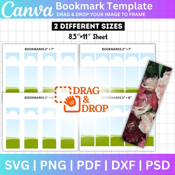 Canva Bookmark Template, Canva Editable, Bookmark Canva Template Svg Png, Design Your Own Bookmarks,  Bookmarks Editable, Digital Download