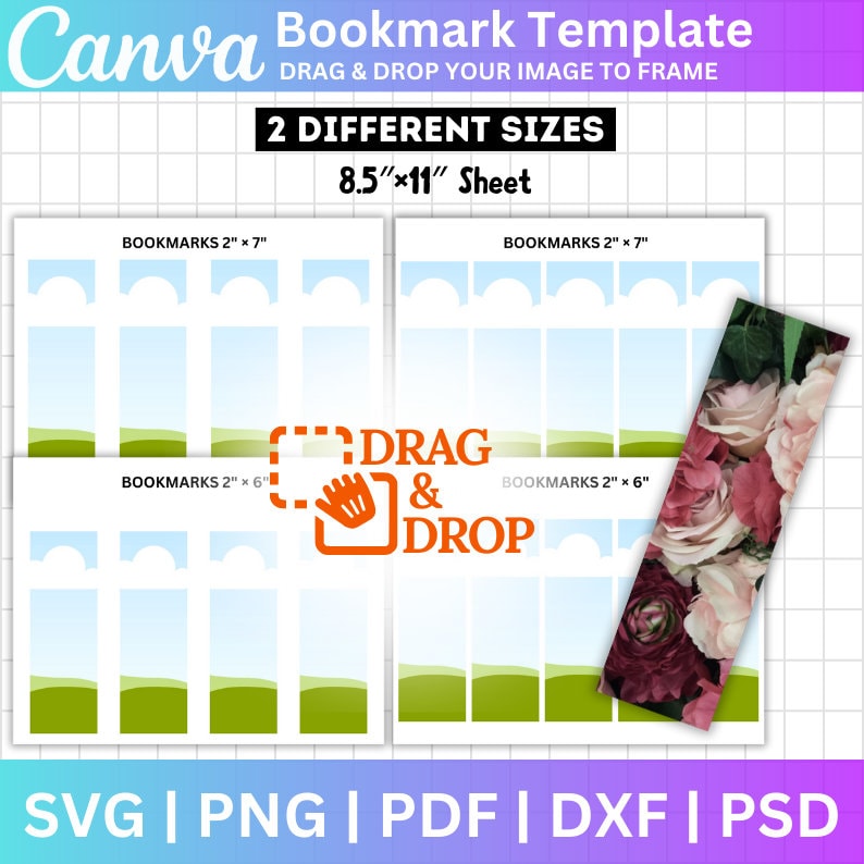 Bookmark Size Inches Canva Bookmark Template, Canva Editable, Bookmark Canva Template Svg ...