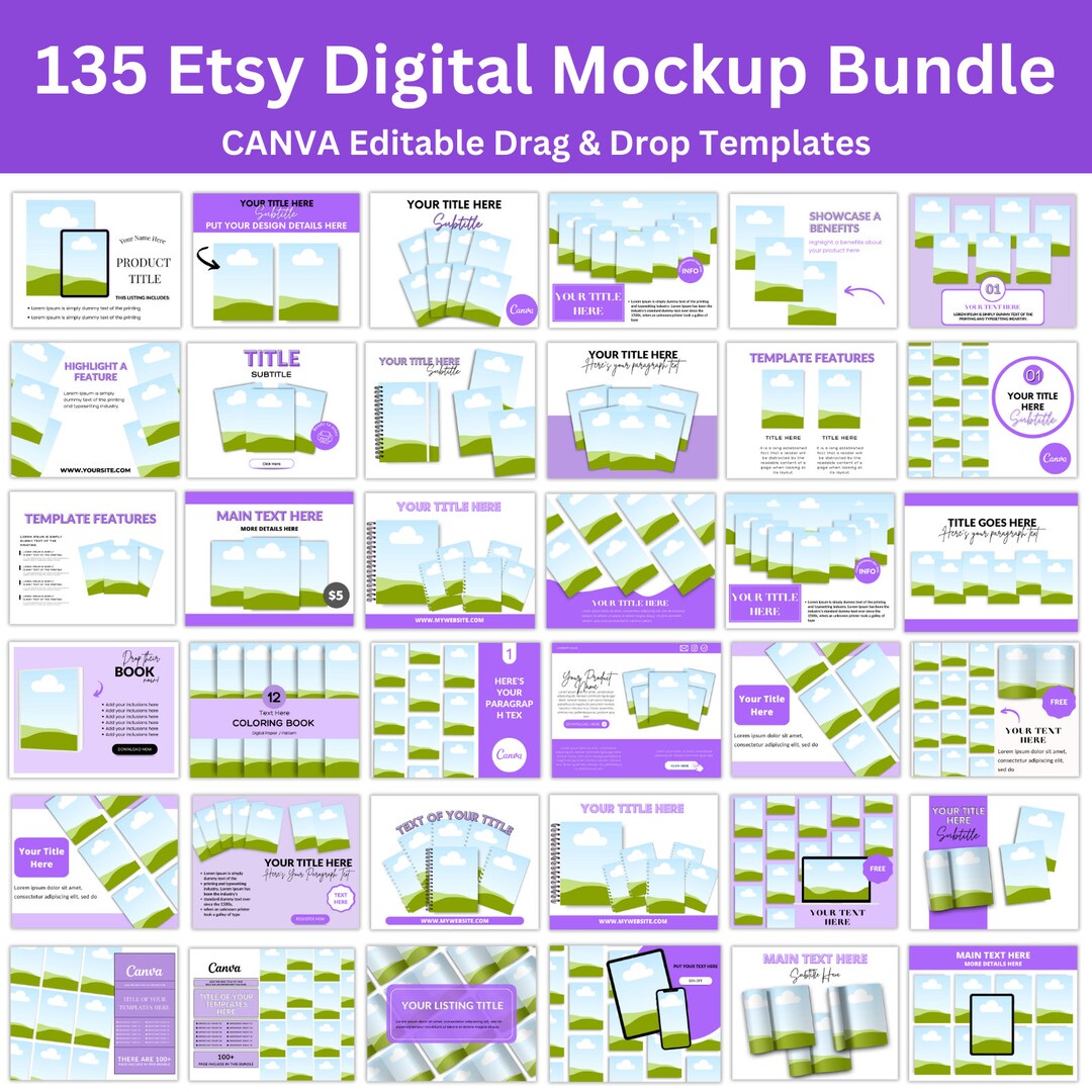 135 Etsy Listing Mockup Canva Editable Templates Bundle, Digital ...