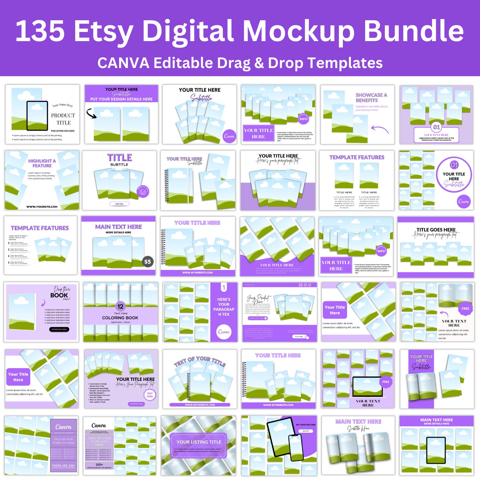 135 Etsy Listing Mockup Canva Editable Templates Bundle, Digital ...