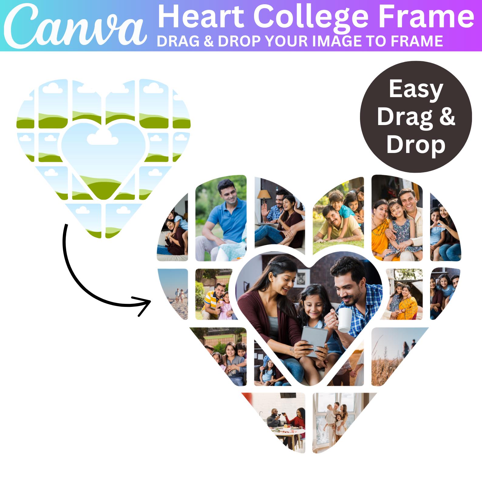 Canva Heart Photo Collage Editable Template, Valentine's Day Heart ...
