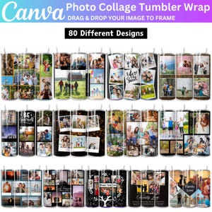 80 fügen Sie Ihr eigenes Foto Tumbler Wrap Bundle, Familienfoto Tumbler, 20 Unzen Foto Sublimationsdesigns, eigenen Foto selbst bearbeitbare Tumbler Rahmen