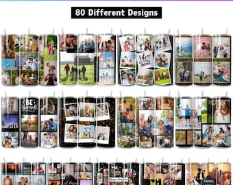 80 Add Your Own Photo Tumbler Wrap Bundle, Family Photo Tumbler, 20oz Photo Sublimation Designs, Own Photo Self Editable Tumbler Frames