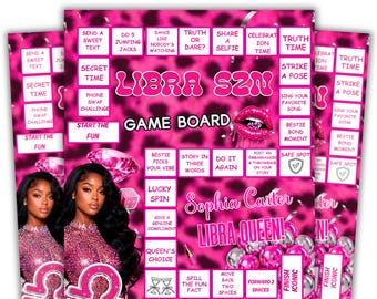 Pink Libra Birthday Drinking Game Canva Template, Libra SZN Party Game, Editable Zodiac Birthday Board, Astrology Girls Night, Digital