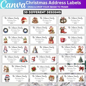 30 Christmas Return Address Labels, Canva Editable Return Address Stickers, Return Address Labels Template, Custom Address label, Digital