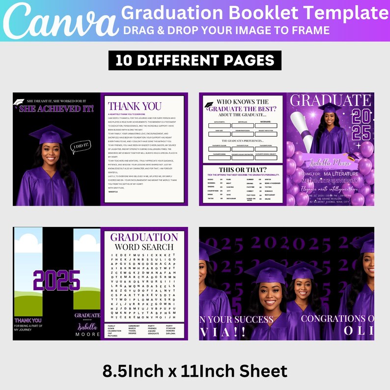Graduation Activity Booklet Editable Canva Template, 2025 Senior GRAD ...