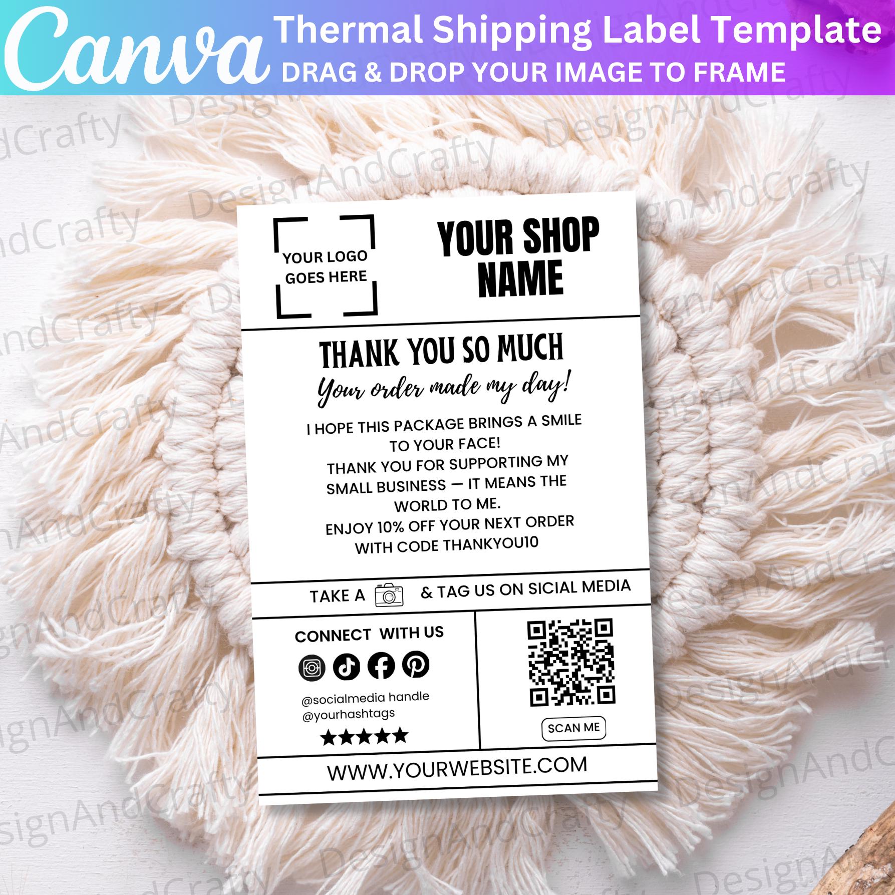 Canva Editable Thermal Label Template, Thank You for Your Order Labels ...