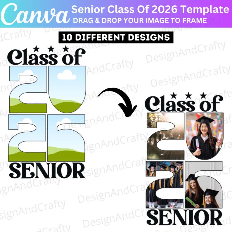 10 Editable Senior Frame 2026 Template, Senior Class of 2026 Canva ...