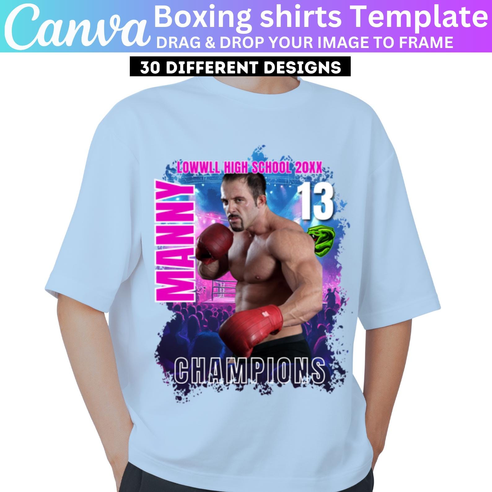 Boxing Editable Canva Template, Boxing Shirt Template, Custom Boxing ...