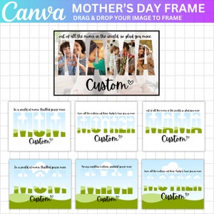 Plantilla de Canva para el Día de la Madre, Marco personalizado de Canva para mamá, Paquete de diseños para mamá, Plantilla de Canva para llevar un corazón en la manga, Plantilla de Canva para la mejor mamá del mundo