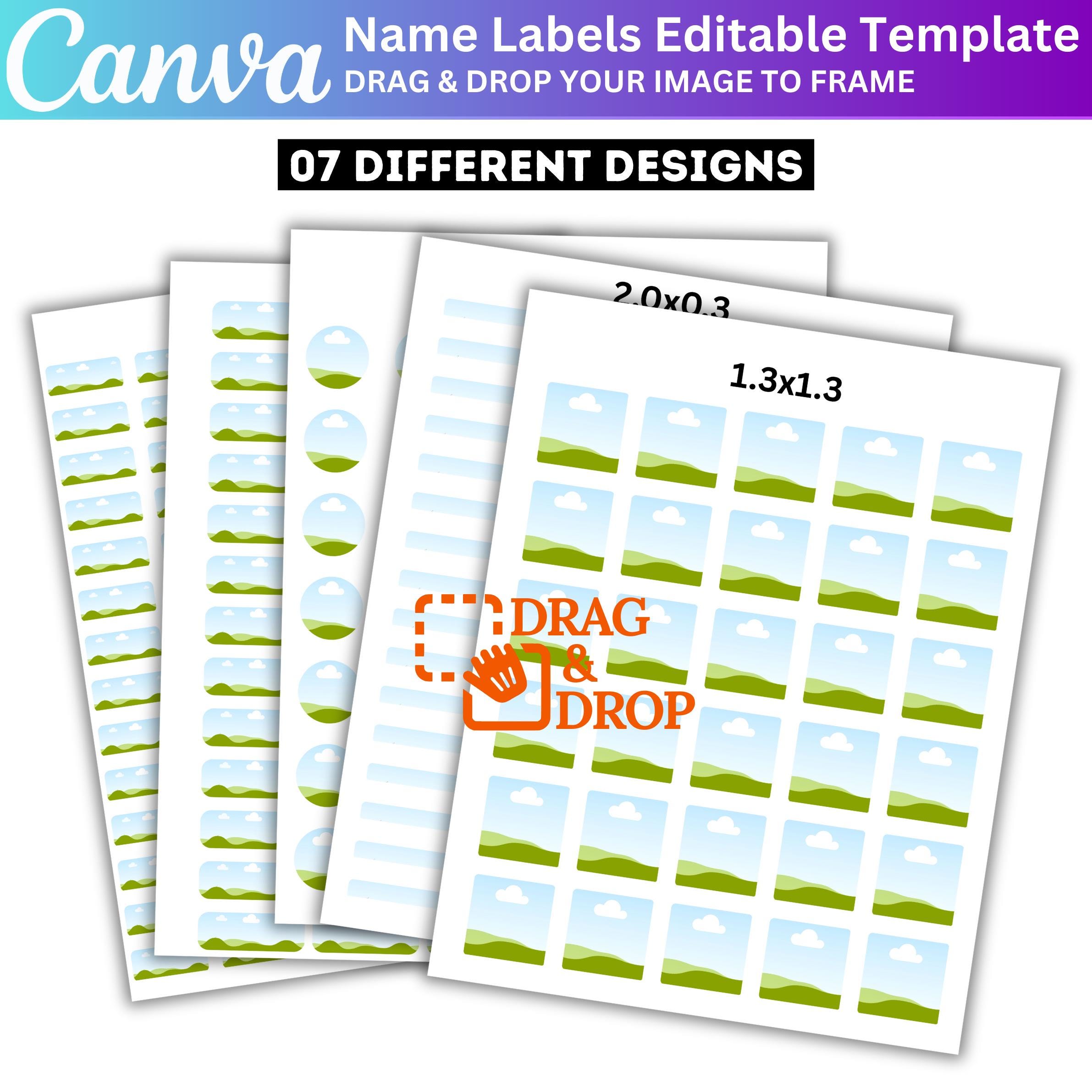Name Labels Canva Editable Template Bundle, Custom Label Frame Designs ...