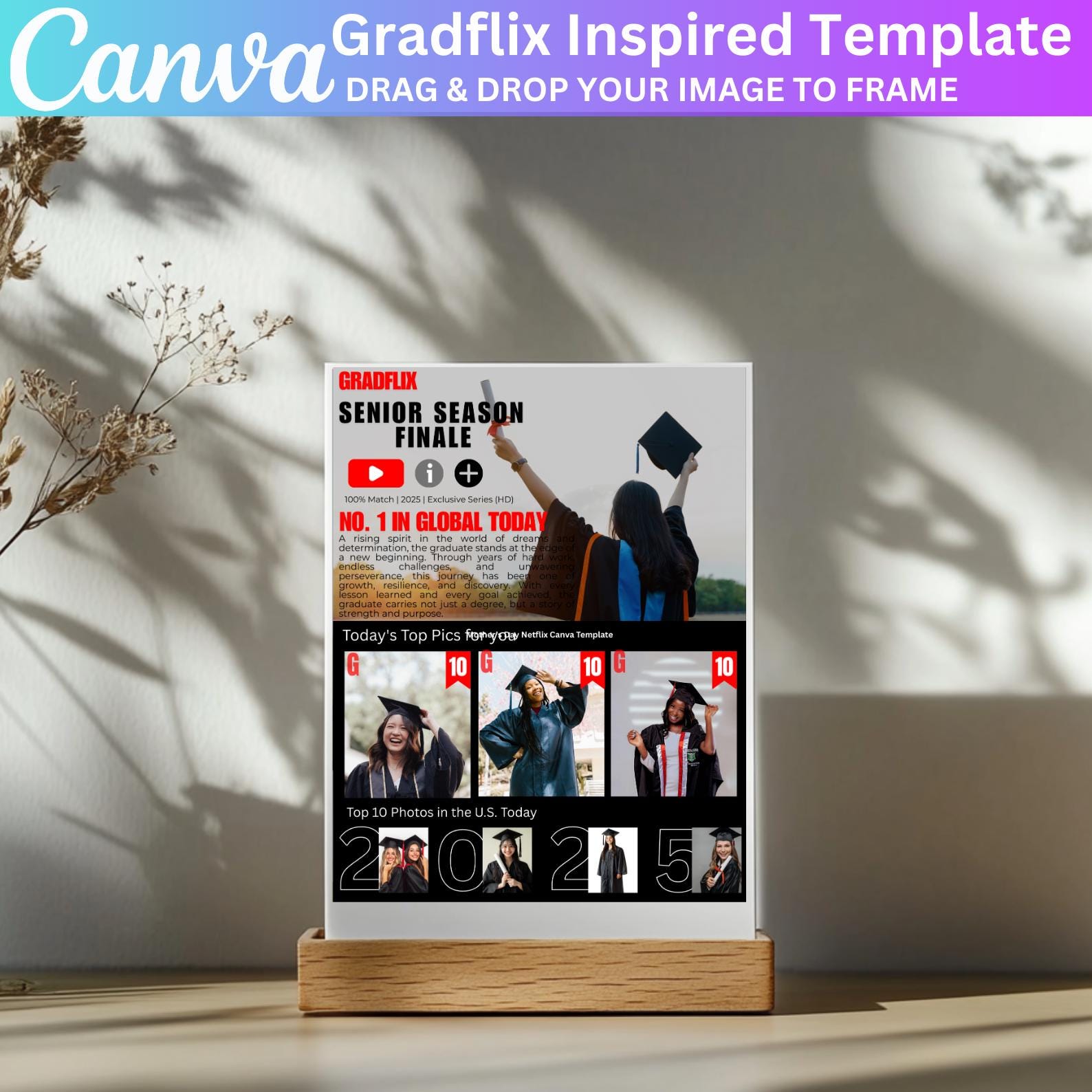Netflix Grad Posters Gradflix Poster Canva Editable Template, Gradflix Day Card Templates ...