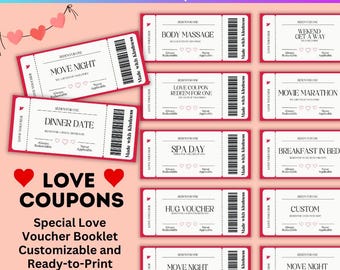 Fun Love Coupon Canva Editable Book, Valentine's Day Coupons, Canva Love Coupons, Gift for Him, Fill Your Text Husband Gift, Romantic Love