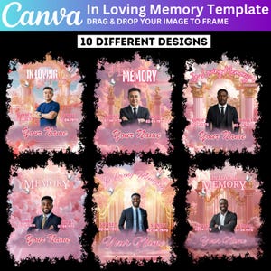10 In Loving Memory Canva Editable Template, Pink Funeral & Remembrance T Shirt Designs, Canva T-shirt Sublimation, Memorial Tshirt Template