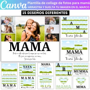 Plantilla bearbeitbare Fotocollage für Mutter in Canva, romantische Regale und Personalisierung für den Tag der Madre, bearbeitbare Fotografie