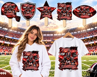 05 Red Football Fan Paddle Templates, Canva Editable Football Fan Designs, Football Game Day T Shirt, Senior Night Football Fan Team Party