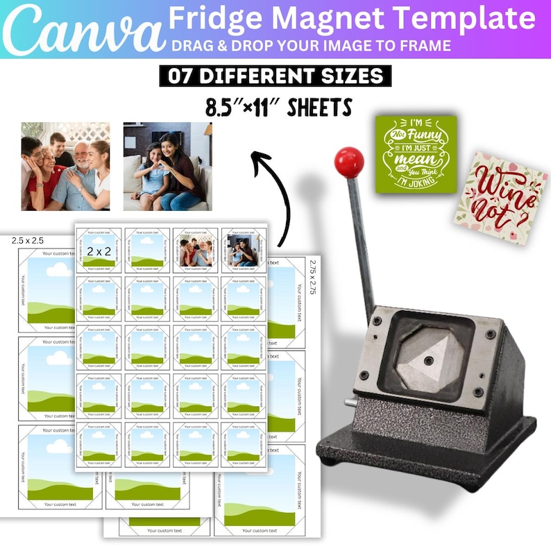 Fridge Magnet Canva Editable Template Bundle, Photo Magnet Template ...