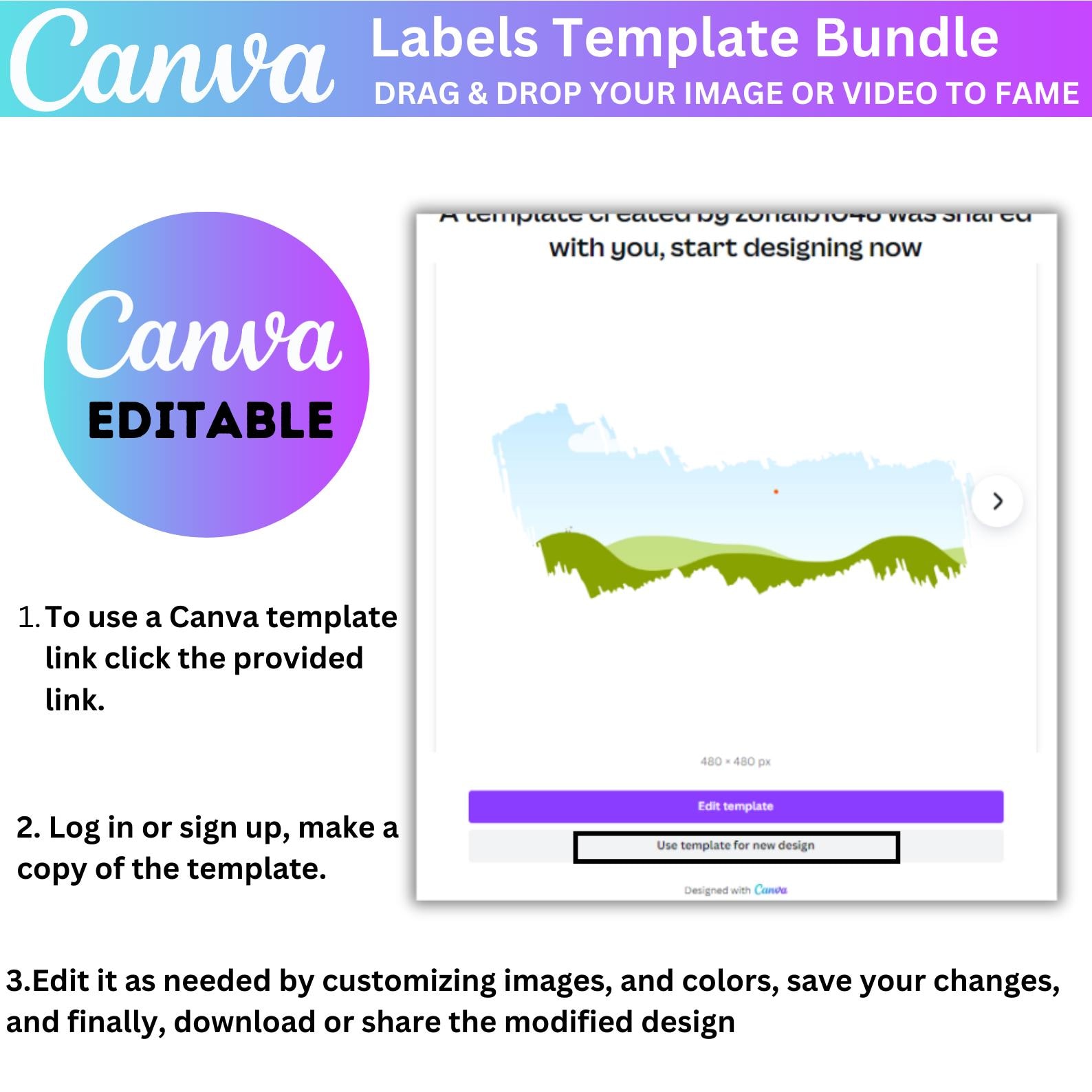 43 Canva Editable Label Template Bundle, Dashleigh Small Bottle, Wine