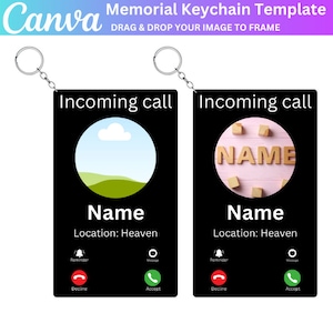 Plantilla editable de Canva de llavero conmemorativo, llavero de foto personalizado, llavero conmemorativo editable, llavero en memoria amorosa, regalo de simpatía
