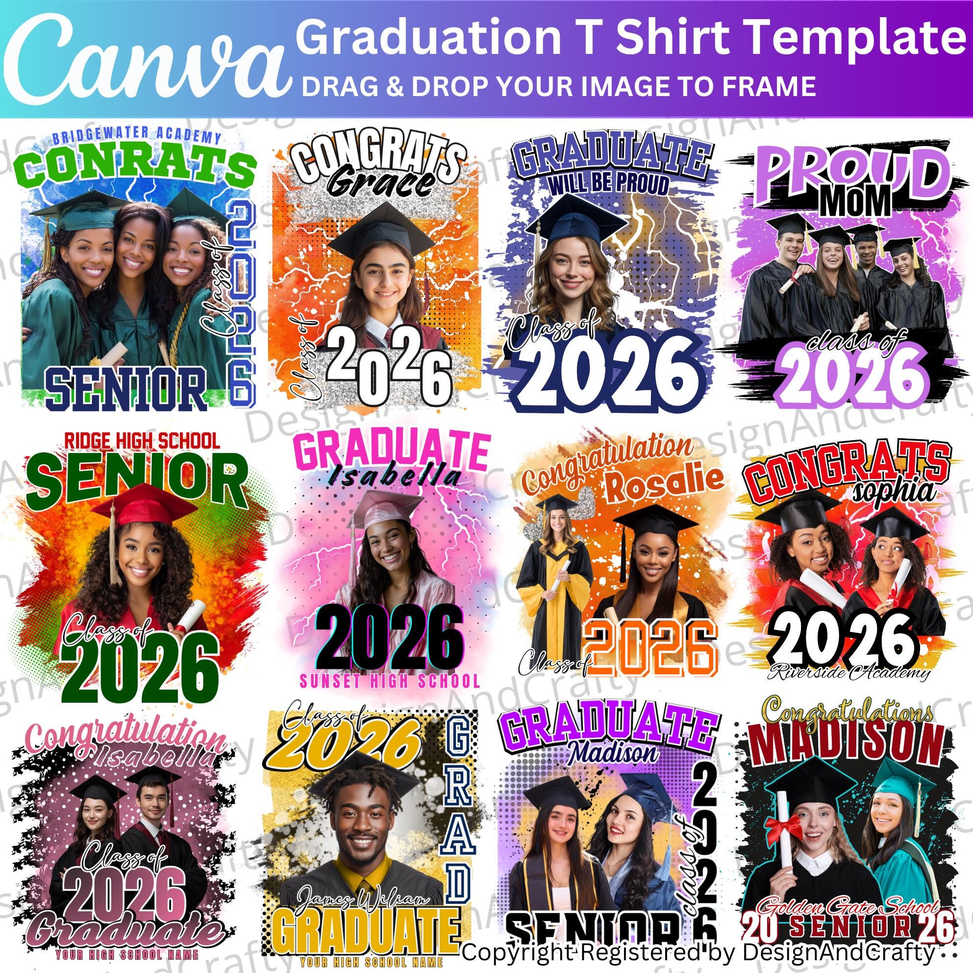 15 Grad Senior 2026 T Shirt Template, Graduation T Shirt Designs Bundle ...