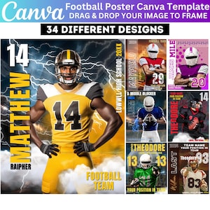 34 Football Poster Canva Editable Template, Sports Background & Digital Backdrop For Senior Sport, Poster Senior Night Banners, Digital File