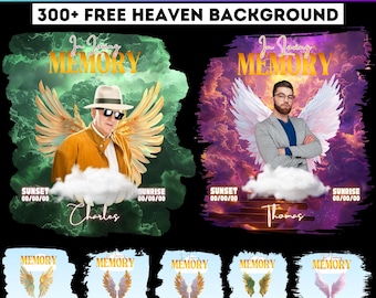 In Loving Memory Canva Pacchetto modificabile, oltre 300 sfondi gratuiti per il paradiso, In Loving Memory T-shirt Sublimazione, funerale e celebrazione della vita