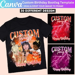 Birthday Bootleg Shirt Editable Canva Template, Birthday Rap Tee Design, 90s Shirt, Face Photo Funny Party Shirt, Custom Birthday Bootleg