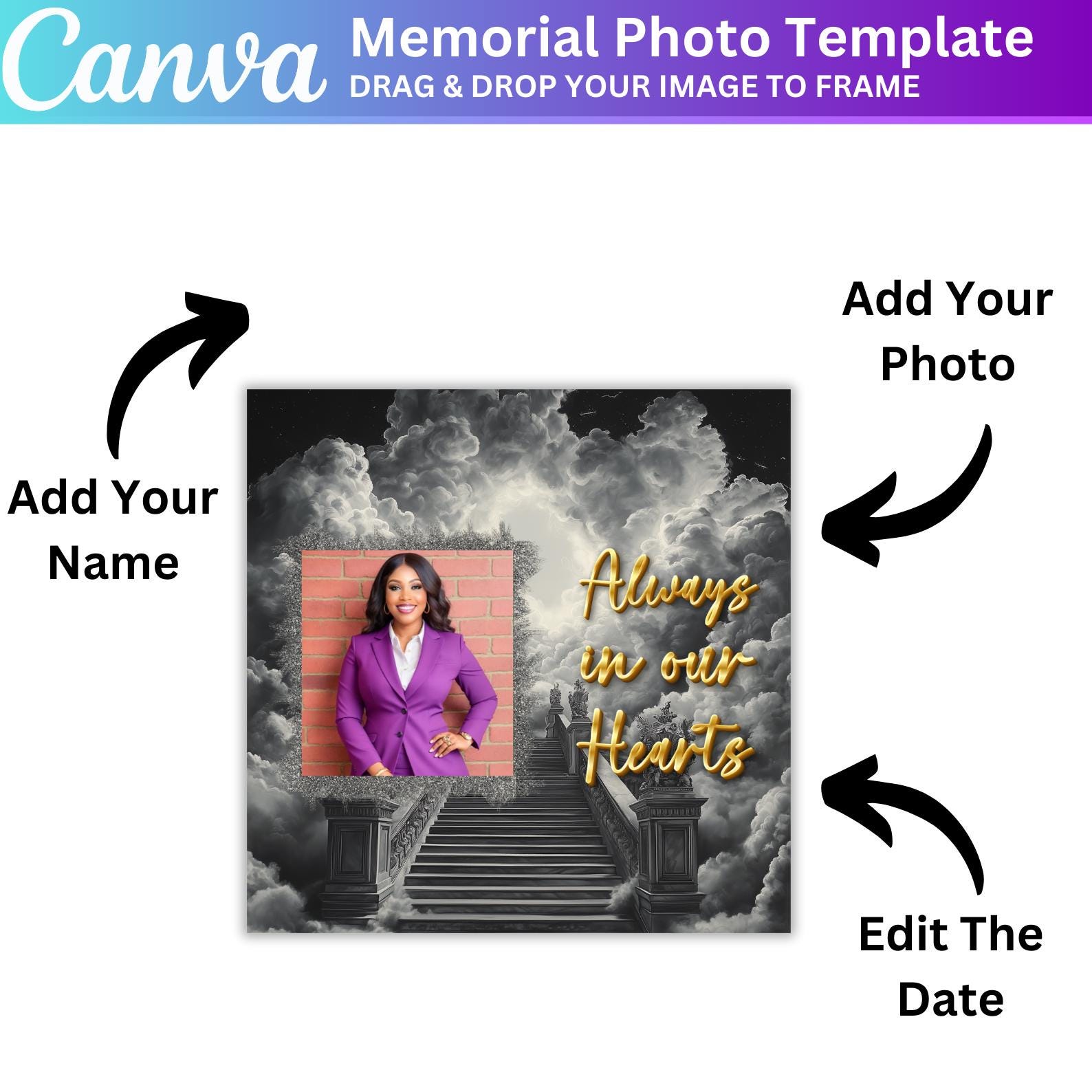 06 in Loving Memory Editable Canva Template Bundle, Memorial Photo ...