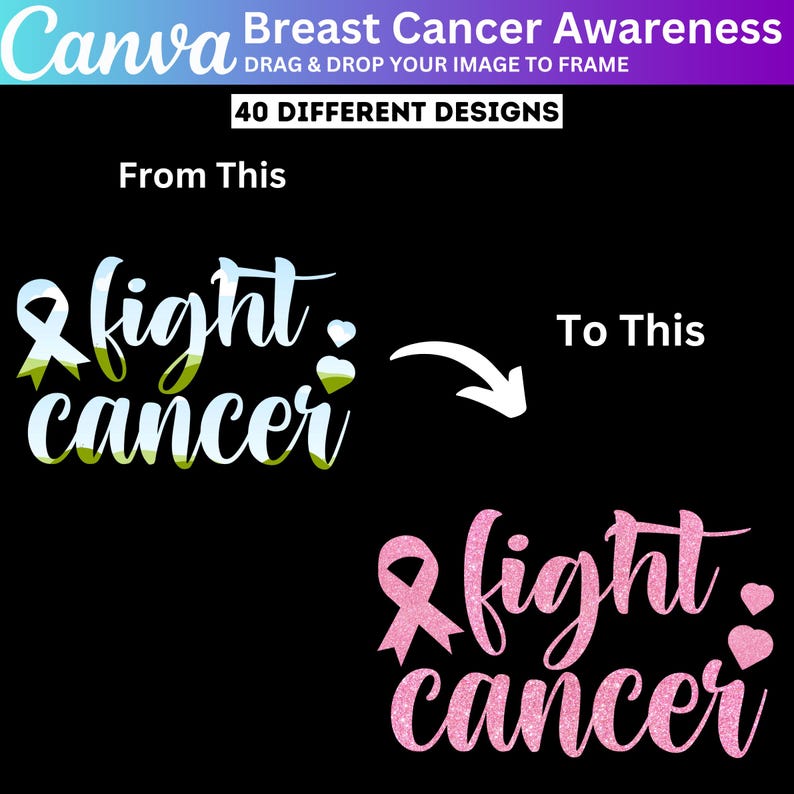 40 Canva Breast Cancer Ribbon Template, Canva Photo Template, Pink ...